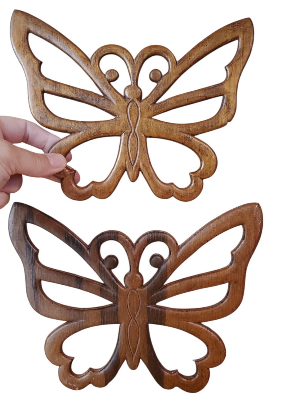 Vintage MCM Wooden Butterfly Wall Decor Set - Boho Retro 70s Wall Art